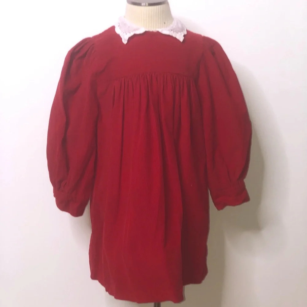 Vtg Henri Bendel Brigid red corduroy dress girls